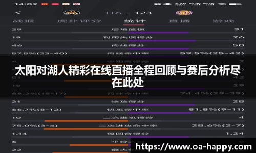 太阳对湖人精彩在线直播全程回顾与赛后分析尽在此处